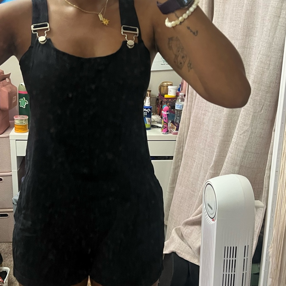 Black Overalls with Silver Buckles
